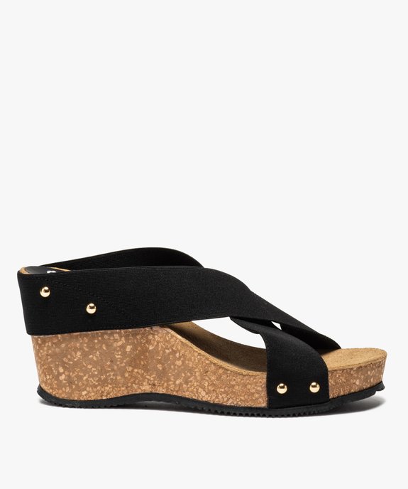 Mules femme à talon compensé et larges brides élastiques vue1 - GEMO(URBAIN) - GEMO