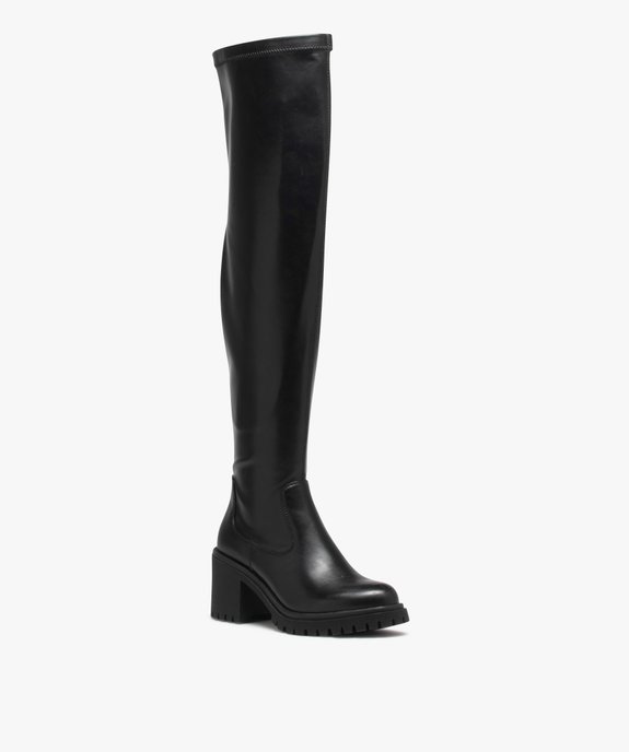 Bottes femme vernies à talon large et semelle crantée vue2 - GEMO(URBAIN) - GEMO