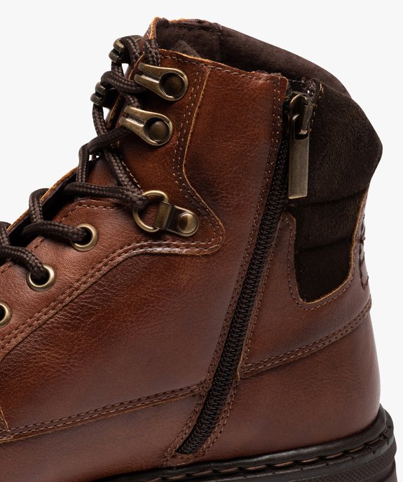Boots homme unies à semelle crantée fermeture lacets et zip vue6 - GEMO (CASUAL) - GEMO