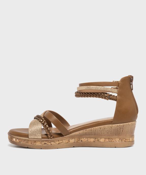 Sandales à talon compensé et talon fermé femme vue3 - EMILIA ROSA - GEMO