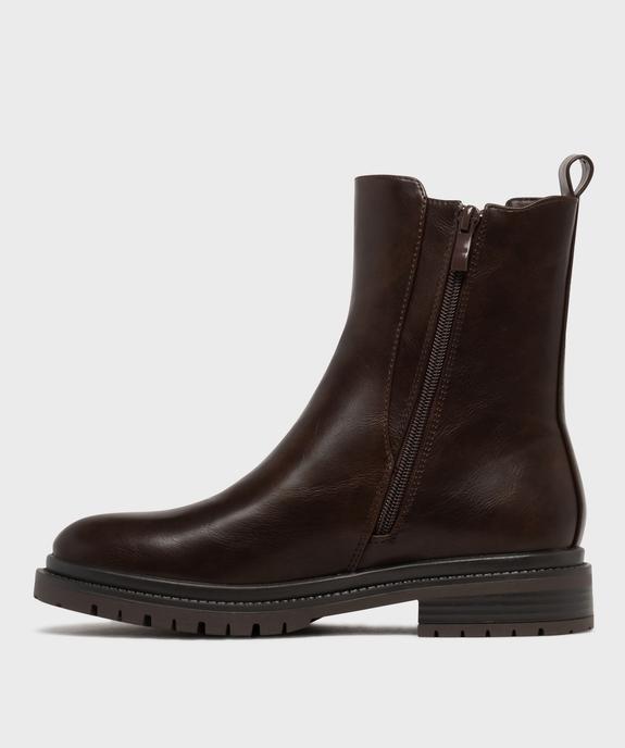 Boots Chelsea fourrées à tige haute et semelle crantée femme vue3 - SANS MARQUE - GEMO