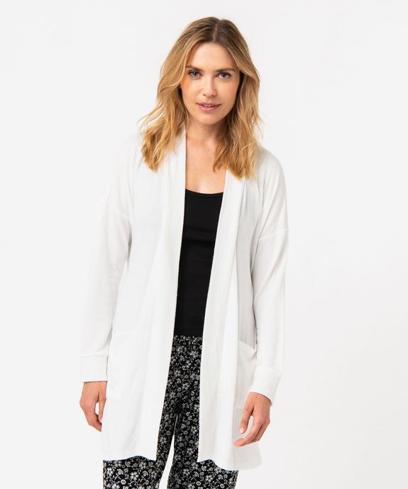 Veste d'intérieur femme en maille duveteuse avec ceinture à nouer vue1 - GEMO(HOMWR FEM) - GEMO