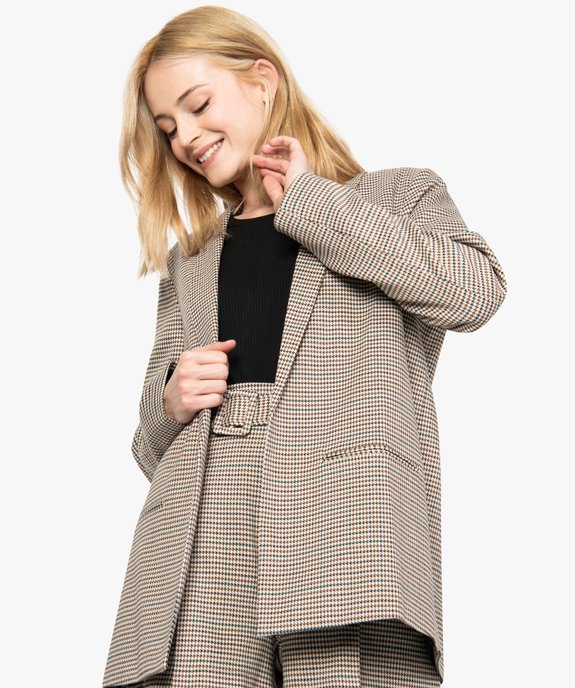 Veste femme droite porté ouvert motif pied-de-poule vue1 - GEMO(FEMME PAP) - GEMO