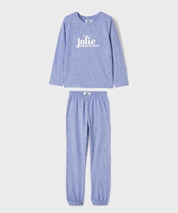 Pyjama en coton avec motifs coeurs fille vue1 - GEMO 4G FILLE - GEMO