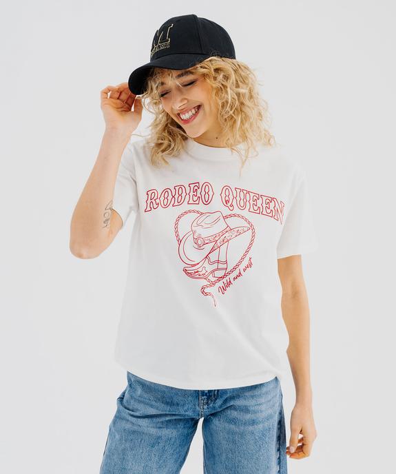 Tee-shirt manches courtes avec motif folk femme vue1 - GEMO(FEMME PAP) - GEMO
