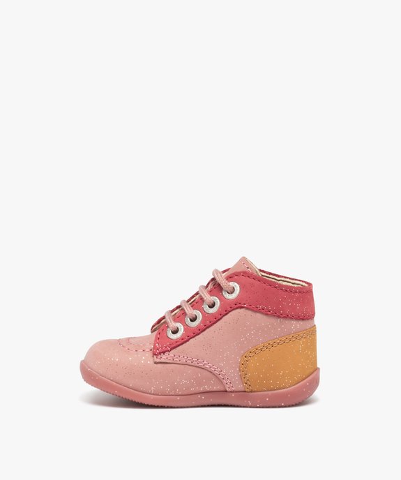 Chaussures premiers pas bébé fille en cuir multicolores - Kickers vue3 - KICKERS - GEMO
