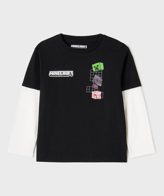 Tee-shirt manches longues effet 2 en 1 garçon - Minecraft vue2 - MINECRAFT - GEMO