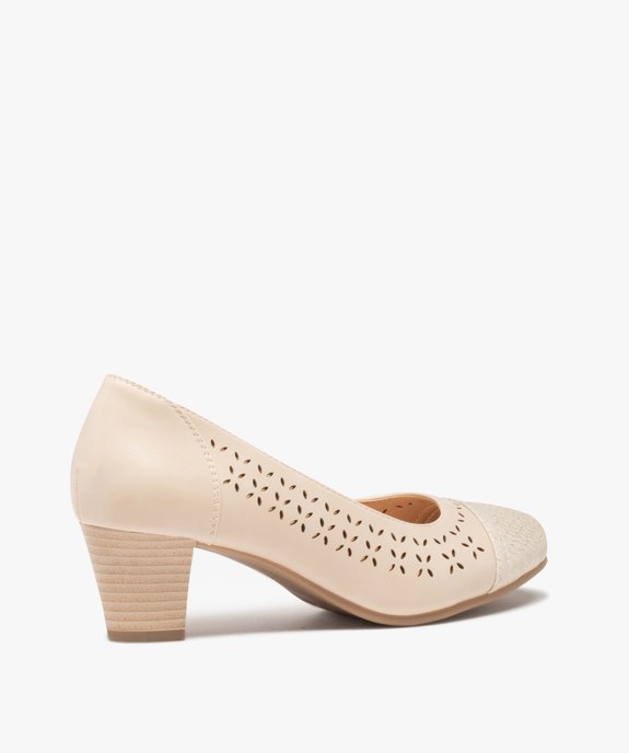 Escarpins femme à talon dessus ajouré et métallisé vue4 - GEMO(URBAIN) - GEMO