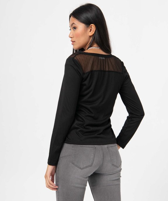 Tee-shirt femme à manches longues avec tulle dans le haut du dos vue3 - GEMO 4G FEMME - GEMO
