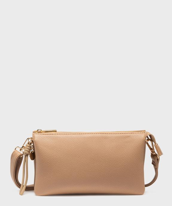 Sac 3 soufflets en matière grainée porté croisé femme vue1 - GEMO (ACCESS) - GEMO