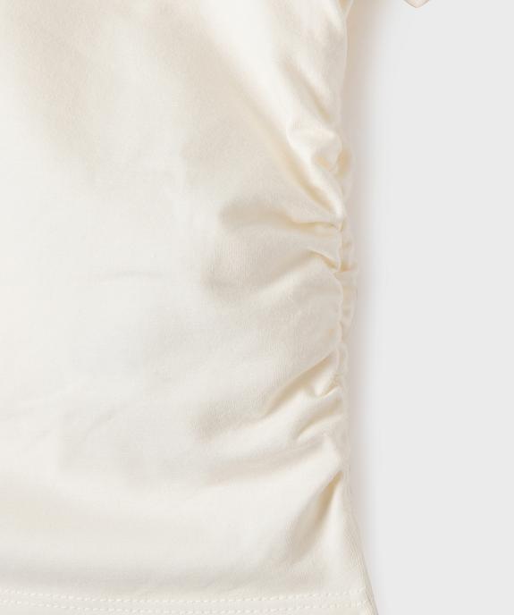 Tee-shirt manches longues coupe courte avec devant froncé fille vue2 - GEMO 4G FILLE - GEMO