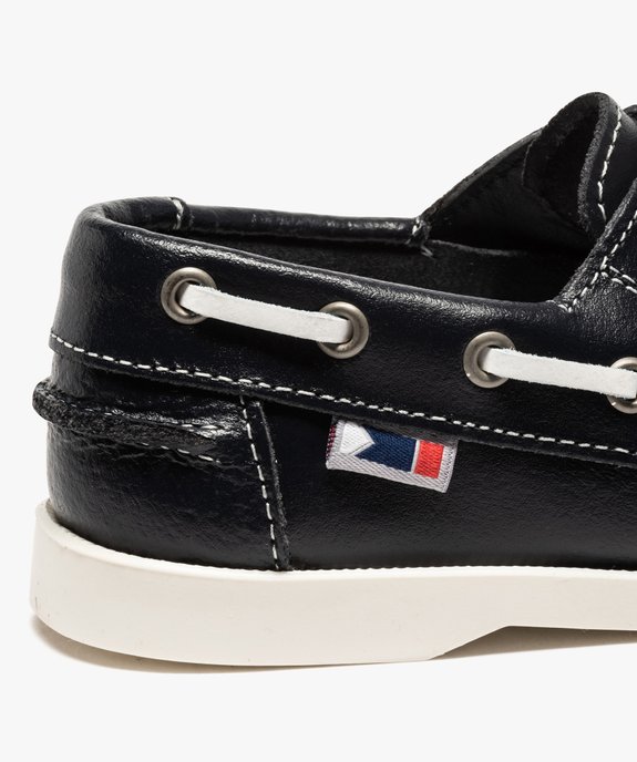 Chaussures bateau garçon dessus cuir à fermeture scratch vue6 - GEMO (ENFANT) - GEMO