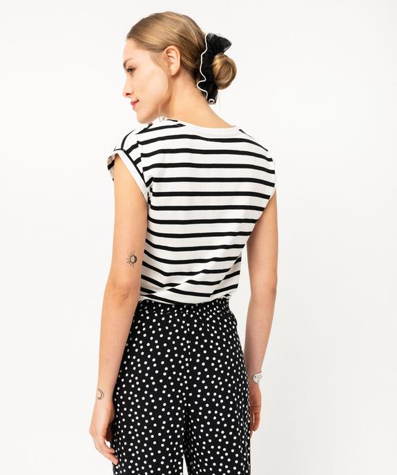 Tee-shirt rayé à manches ultra courtes femme vue3 - GEMO 4G FEMME - GEMO
