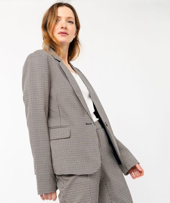 Veste blazer à carreaux fermeture un bouton femme vue2 - GEMO(FEMME PAP) - GEMO