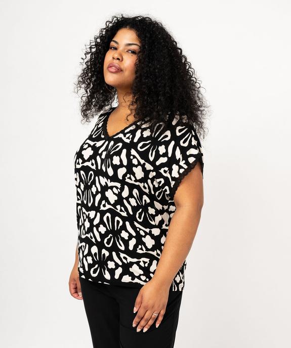 Tee-shirt imprimé à manches courtes à col V femme grande taille vue1 - GEMO 4G GT - GEMO