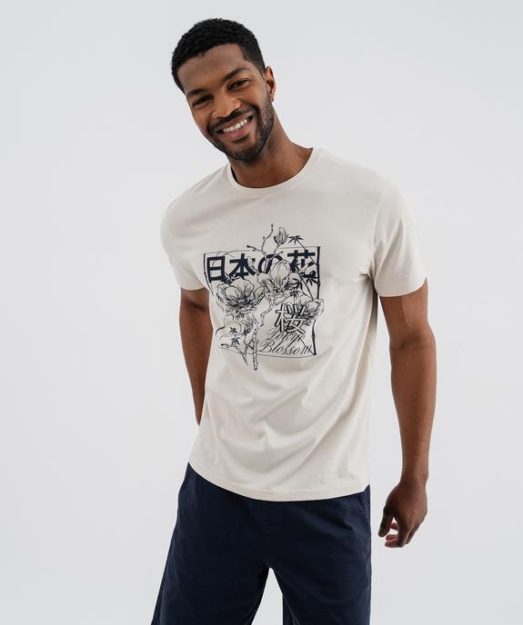 Tee-shirt manches courtes en jersey de coton imprimé homme vue1 - GEMO 4G HOMME - GEMO