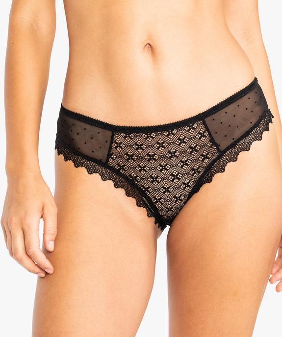 Slip en tulle et dentelle vue2 - GEMO(HOMWR FEM) - GEMO