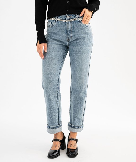 Jean cropped straight taille normale en denim stretch femme vue2 - GEMO 4G FEMME - GEMO