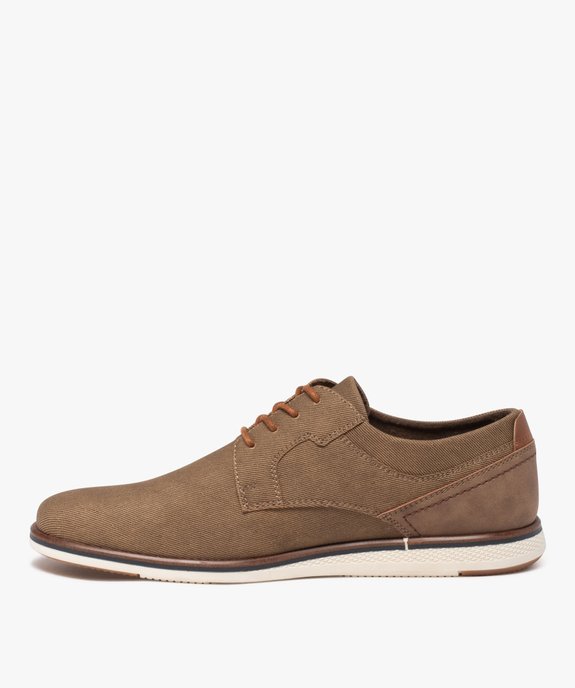 Derbies homme unis style denim à lacets ronds cirés vue3 - GEMO(URBAIN) - GEMO