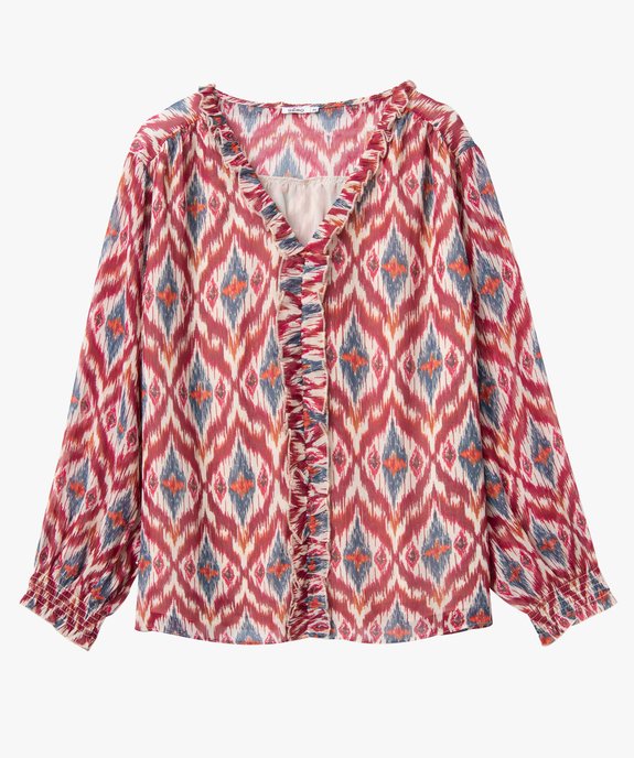 Blouse femme grande taille en voile imprimé et manches longues bouffantes vue4 - GEMO (G TAILLE) - GEMO
