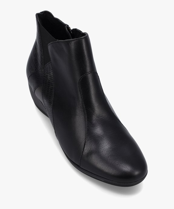 Boots femme confort dessus cuir à talon compensé vue5 - GEMO (CONFORT) - GEMO
