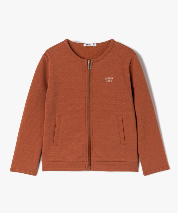 Sweat zippé à col rond avec motifs pailletés fille vue1 - GEMO (ENFANT) - GEMO