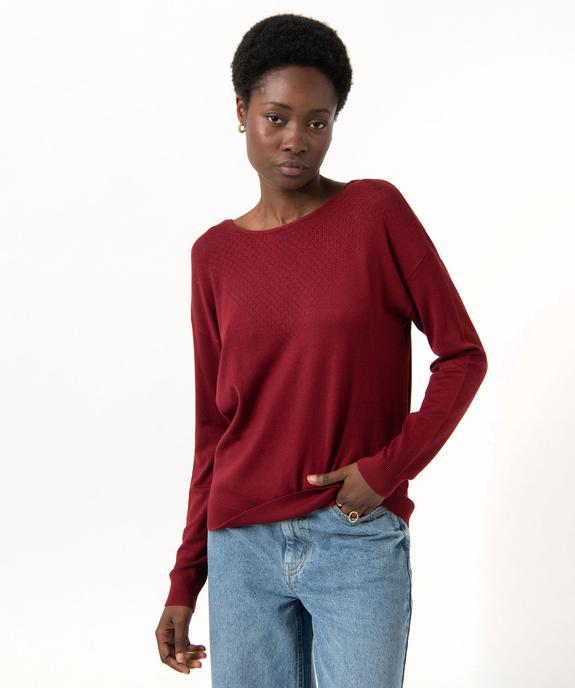 Pull fin à col rond avec dos croisé femme vue5 - GEMO 4G FEMME - GEMO