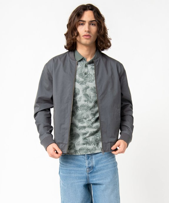 Blouson homme zippé en toile de coton vue1 - GEMO (HOMME) - GEMO