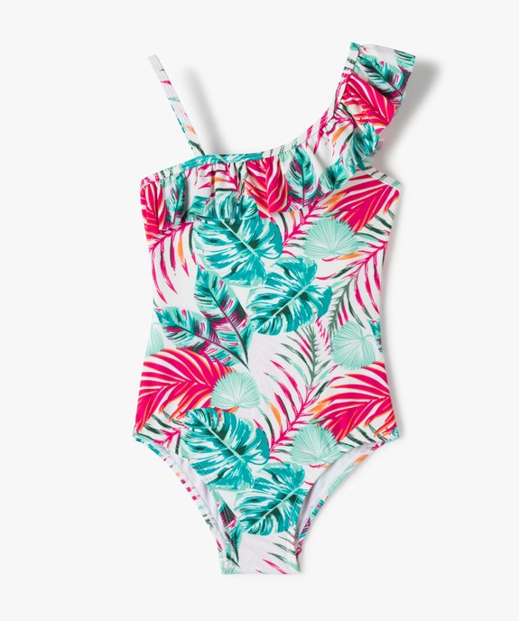 Maillot de bain fille 1 pièce asymétrique à feuillage vue1 - GEMO (ENFANT) - GEMO