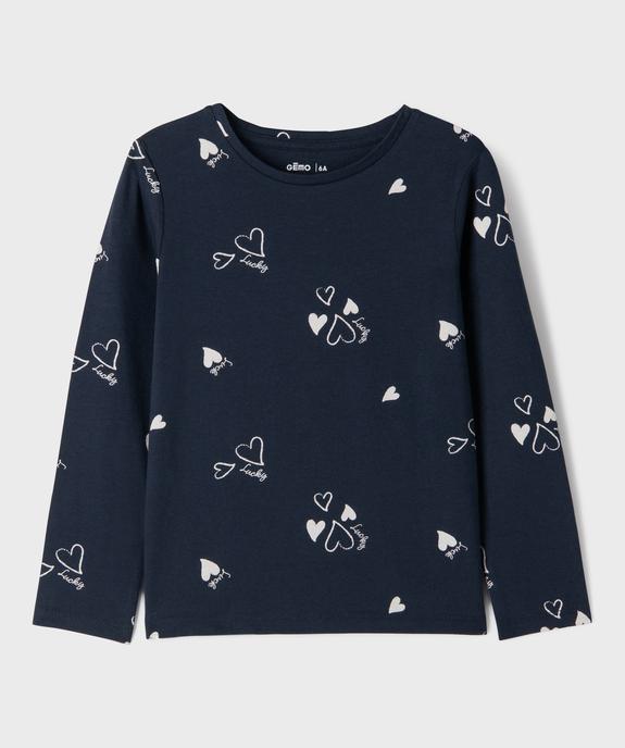 Tee-shirt manches longues imprimé fille vue1 - GEMO 4G FILLE - GEMO