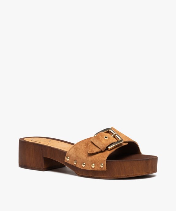 Mules femme à talon large et bride en cuir - Taneo vue2 - TANEO - GEMO