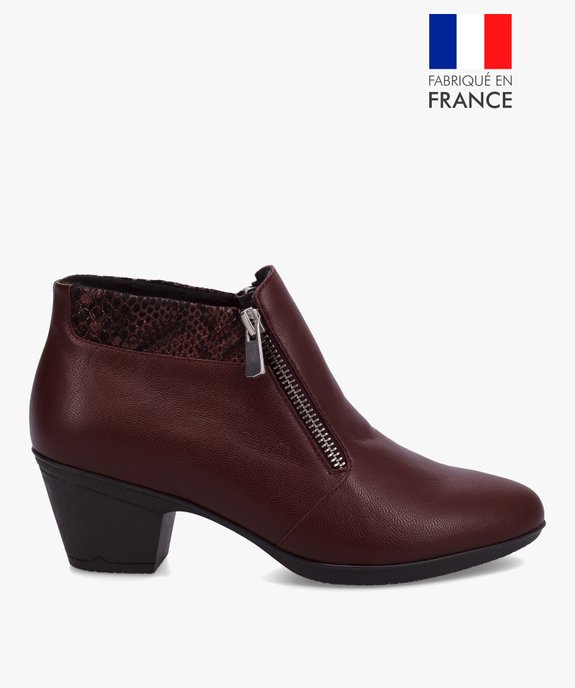 Boots confort femme unies à talon fermeture zippée vue1 - GEMO (CONFORT) - GEMO