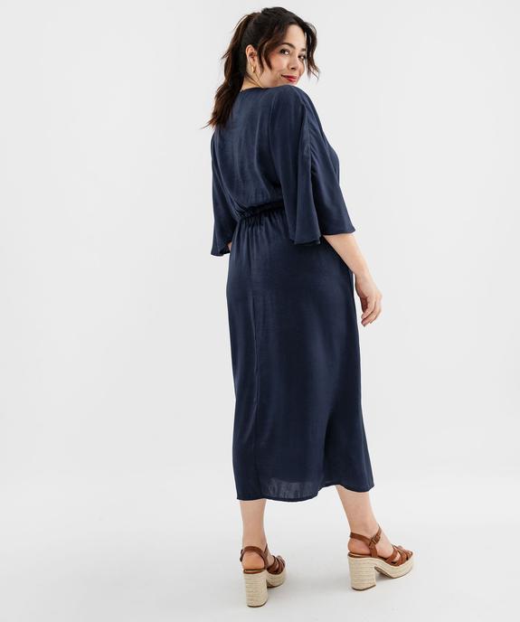 Robe longue en voile satiné à encolure cache-cœur femme grande taille vue3 - GEMO (G TAILLE) - GEMO