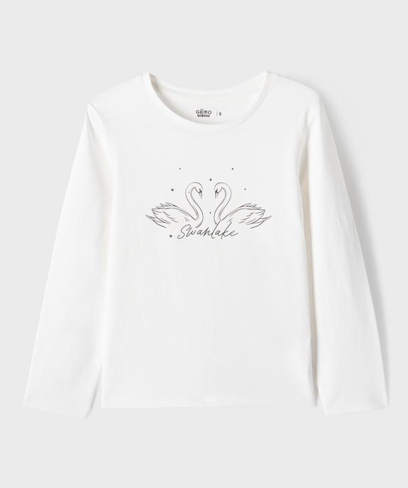 Tee-shirt manches longues avec motif girly fille vue1 - GEMO 4G FILLE - GEMO