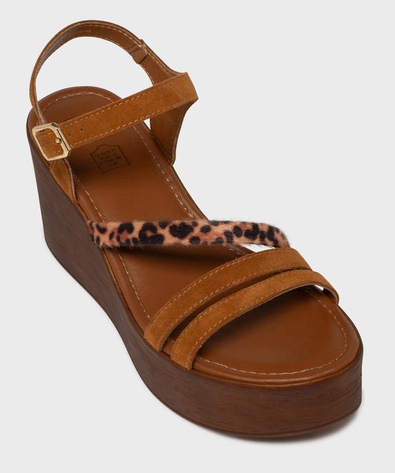 Sandales plateformes à fines brides en cuir suédé femme - Tanéo vue5 - TANEO - GEMO