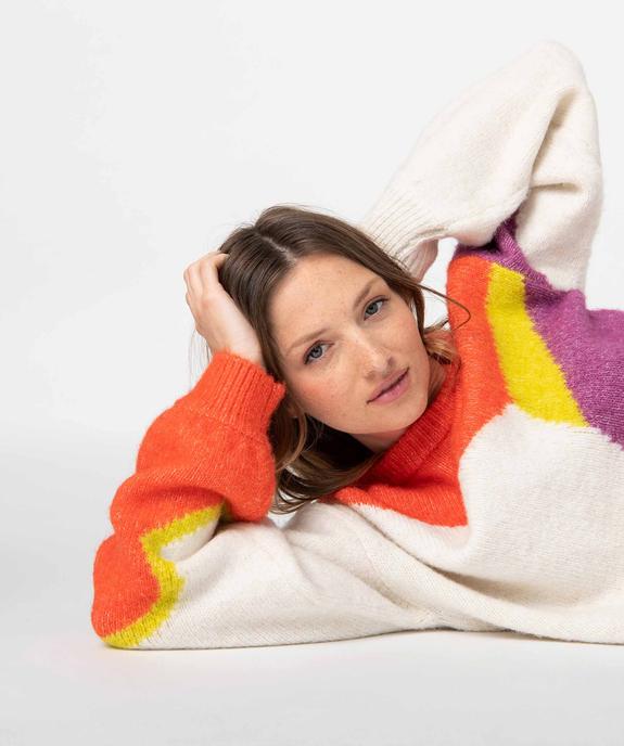 Pull femme multicolore en grosse maille vue1 - GEMO 4G FEMME - GEMO