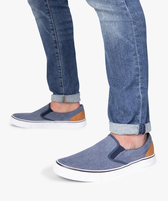 Tennis homme en toile façon slip-on bicolores vue1 - GEMO (SPORTSWR) - GEMO
