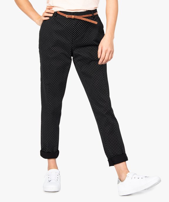 Pantalon femme avec motifs pois et ceinture amovible vue1 - GEMO(FEMME PAP) - GEMO