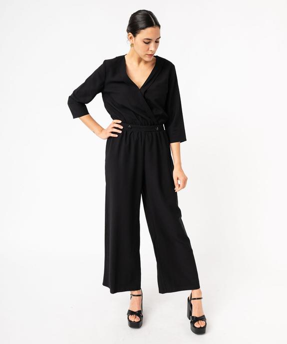Combinaison pantalon fluide à manches 3/4 et col cache-cœur femme vue1 - GEMO(FEMME PAP) - GEMO