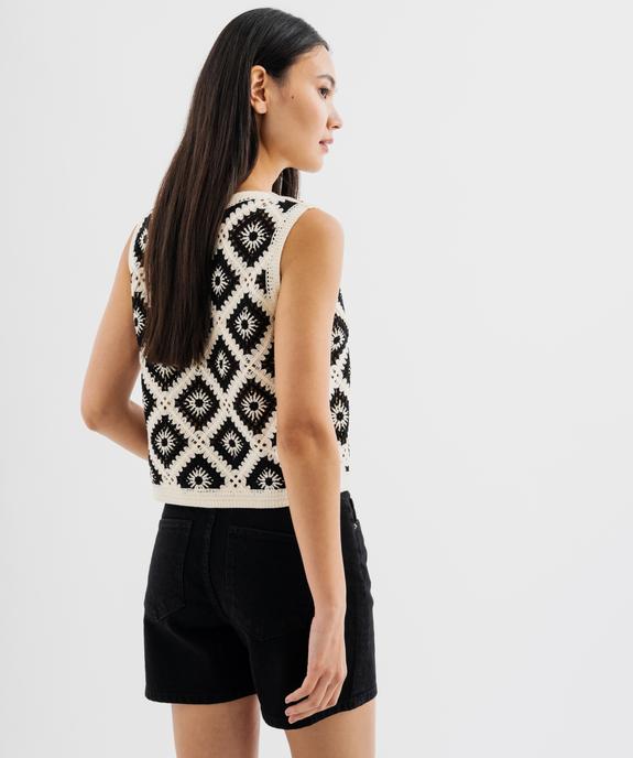 Débardeur en maille ajourée façon macramé femme vue3 - GEMO(FEMME PAP) - GEMO