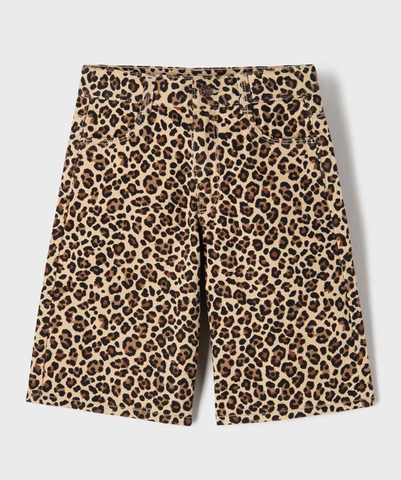 Bermuda en jean imprimé léopard fille vue2 - GEMO 4G FILLE - GEMO