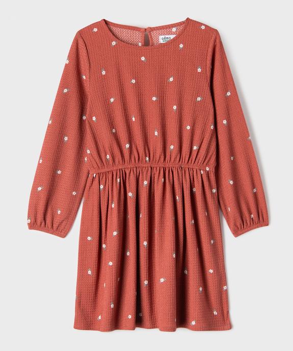 Robe manches longues en maille extensible imprimé fille vue1 - GEMO 4G FILLE - GEMO