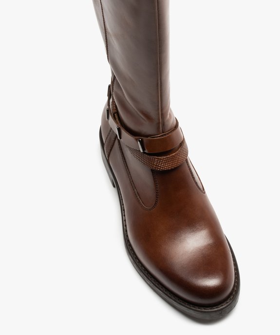  Bottes femme à talon plat dessus cuir uni – Tanéo vue6 - TANEO - GEMO