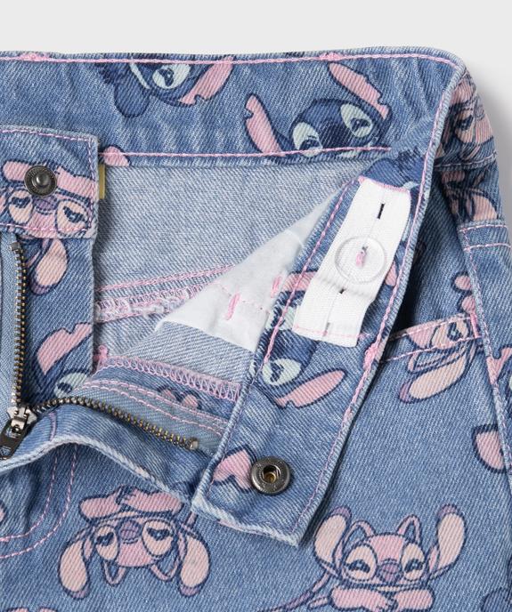 Short en jean avec motifs Stitch et Angel avec taille ajustable fille - Disney vue3 - LILO & STITCH - GEMO