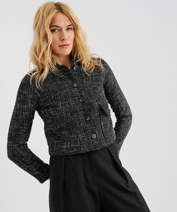 Veste courte aspect tweed femme vue4 - GEMO(FEMME PAP) - GEMO