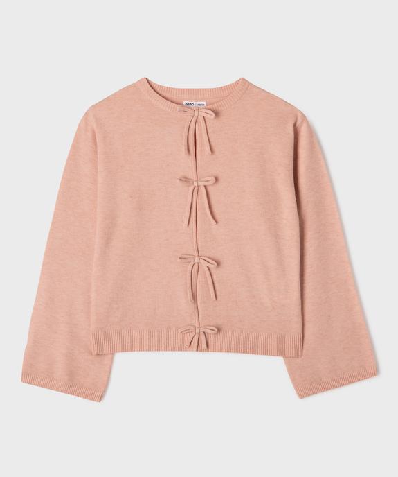 Pull gilet avec noeud sur l’avant fille  vue3 - GEMO (JUNIOR) - GEMO