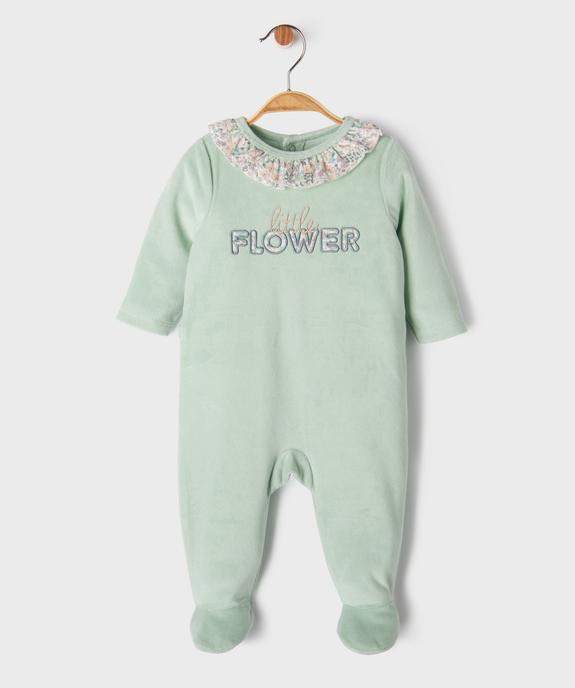 Pyjama en velours à pont-dos et col volanté bébé vue1 - GEMO 4G BEBE - GEMO