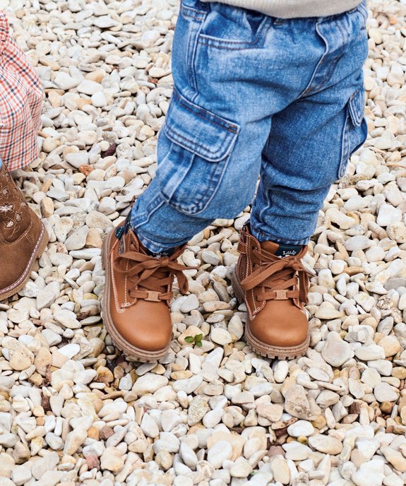 Boots à lacets, zip et col fantaisie bébé garçon - LuluCastagnette vue1 - LULU CASTAGNETT - GEMO