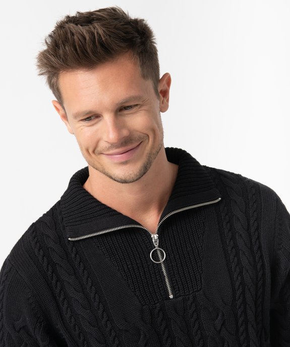 Pull homme en maille torsadée et col camionneur vue2 - GEMO (HOMME) - GEMO