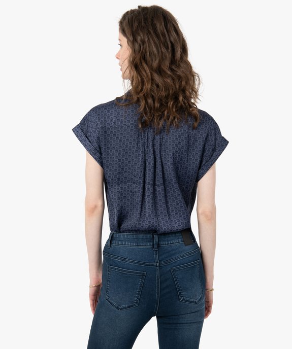 Chemise femme imprimée à manches courtes en matière satinée vue3 - GEMO(FEMME PAP) - GEMO
